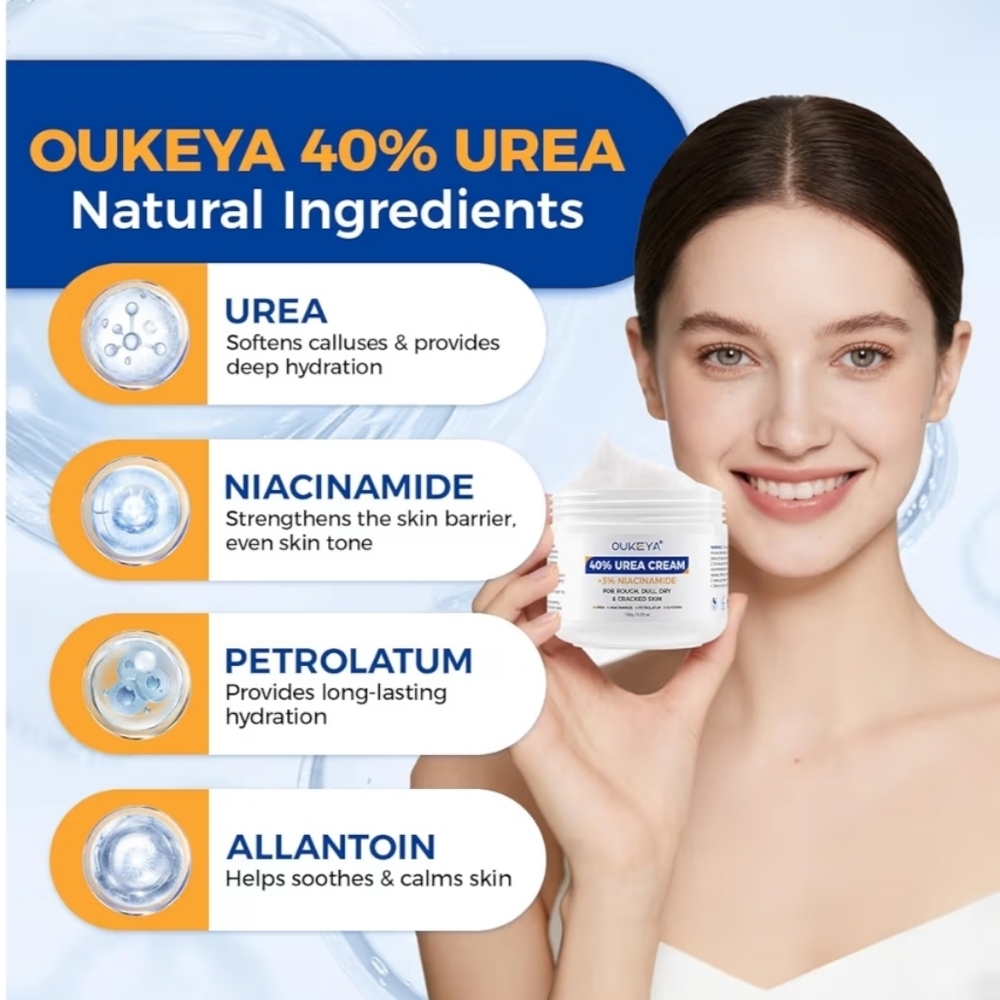 OUKEYA Urea Cream 40 Percent with 3% Niacinamide, Intensive Moisturizer - Picture 3 of 10